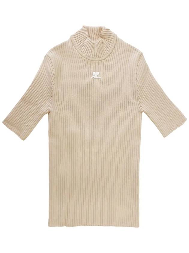 Reedition Knit Short Sleeve Turtle Neck Sand - COURREGES - BALAAN 7