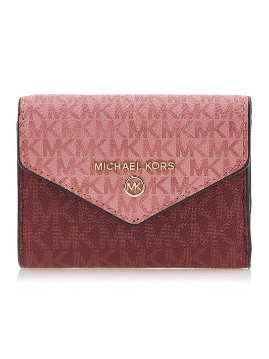 Jet Set Two-Tone Signature Logo Tri-Fold Half Wallet - MICHAEL KORS - BALAAN 1