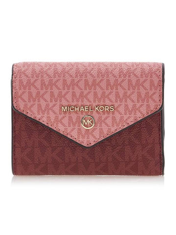 Jet Set Two-Tone Signature Logo Tri-Fold Half Wallet - MICHAEL KORS - BALAAN 1