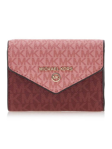 Jet Set Two-Tone Signature Logo Tri-Fold Half Wallet - MICHAEL KORS - BALAAN 1