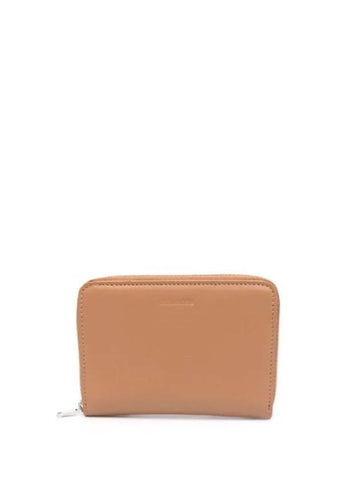 Zip-up Around Leather Card Wallet Beige Brown - JIL SANDER - BALAAN 1