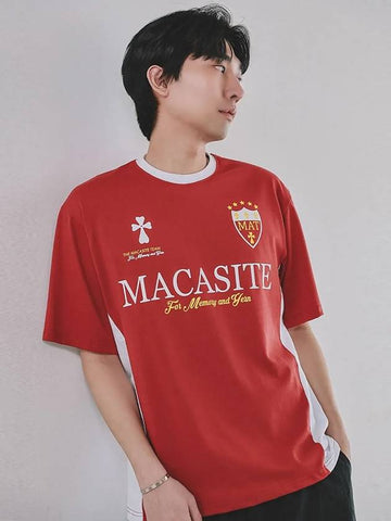 Football Cotton Short Sleeve T-Shirt Red - MACASITE - BALAAN 1