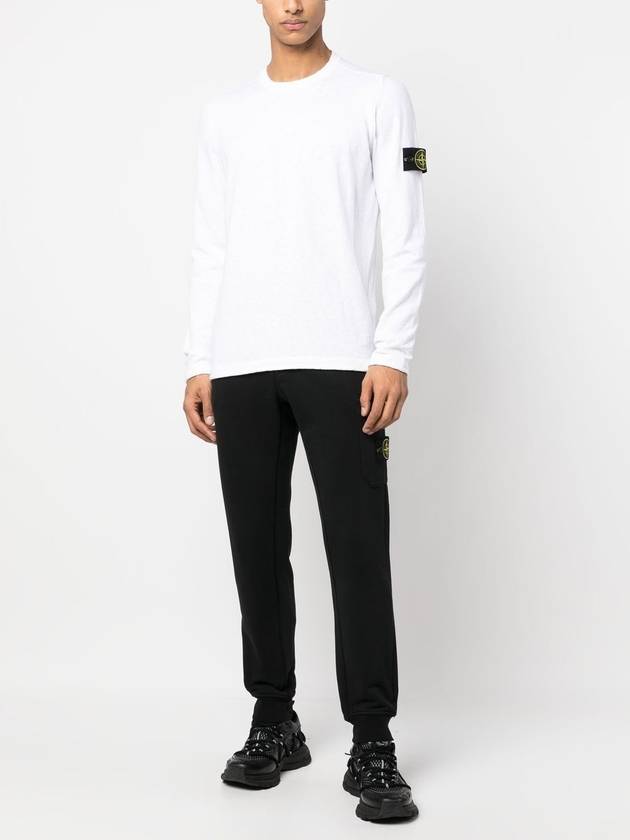 Logo Patch Crew Neck Cotton Nylon Knit Top White - STONE ISLAND - BALAAN 3