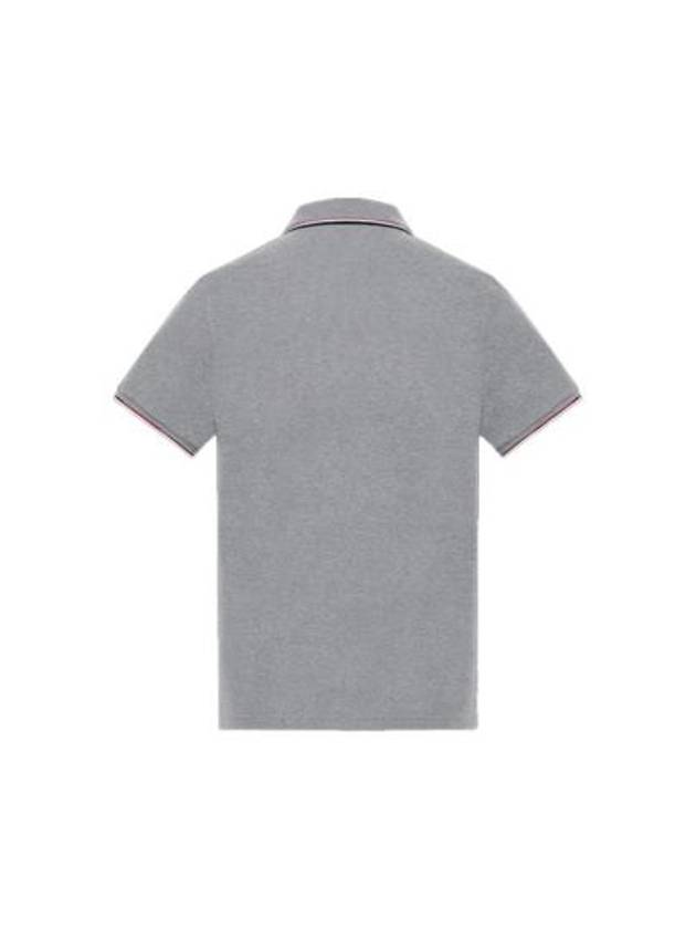 Stripe Trimming Logo Short Sleeve Polo Shirt Grey - MONCLER - BALAAN 3