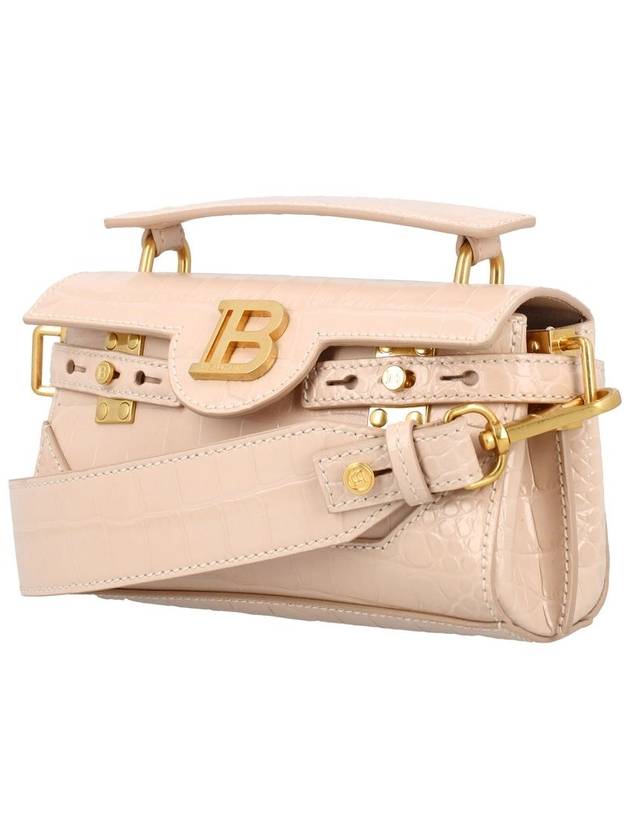 B Buds 19 Croc Embossed Leather Shoulder Bag Nude - BALMAIN - BALAAN 4