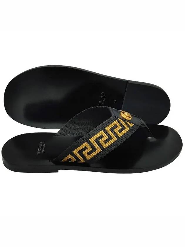 Men's Greca Flip Flops Black Gold - VERSACE - BALAAN 4