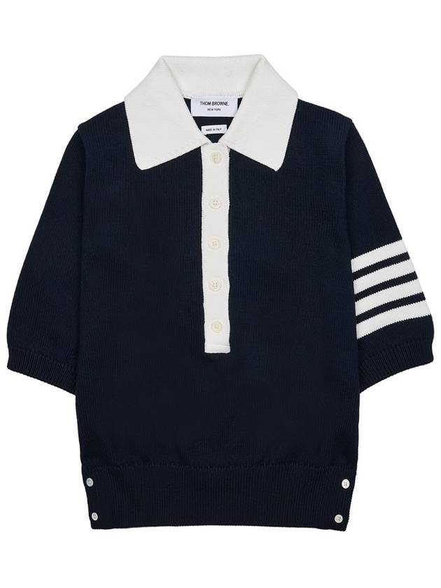 Cotton 4-Bar Hector Polo T- Shirt Navy - THOM BROWNE - BALAAN 3