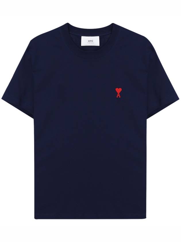 Small Heart Logo Short Sleeve T-Shirt Navy - AMI - BALAAN 2