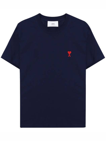 Small Heart Logo Short Sleeve T-Shirt Navy - AMI - BALAAN 2