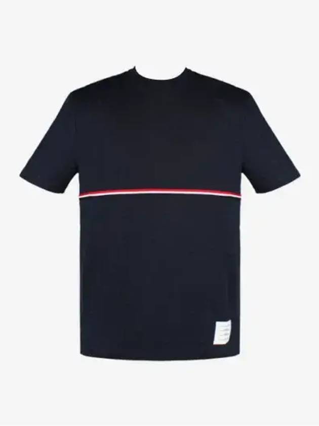 Midweight Jersey Short Sleeve T-Shirt Navy - THOM BROWNE - BALAAN 3