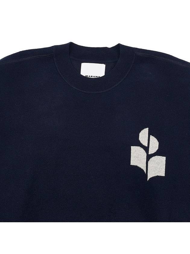 Ateley Logo Cotton Sweatshirt Midnight - ISABEL MARANT - BALAAN 4