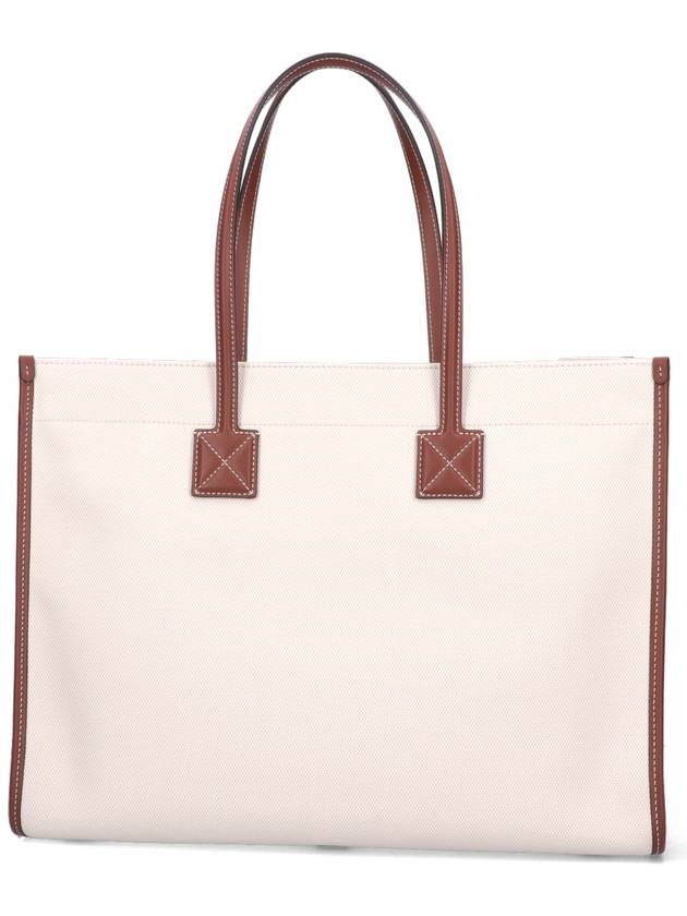 Medium Two-Tone Canvas and Leather Freya Tote Bag Natural Tan - BURBERRY - BALAAN 4