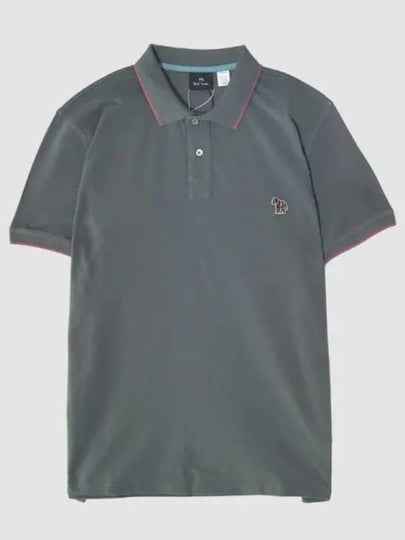 Zebra Logo Regular Fit Short Sleeve Polo Shirt Grey - PAUL SMITH - BALAAN 2