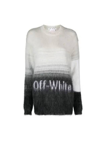 Women's Logo Print Gradient Knit Top White Black - OFF WHITE - BALAAN 2