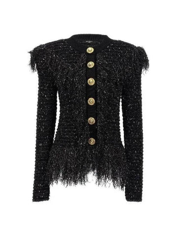 Gold Button Glitter Fringe Tweed Jacket CF1KL141KF46EAD - BALMAIN - BALAAN 1