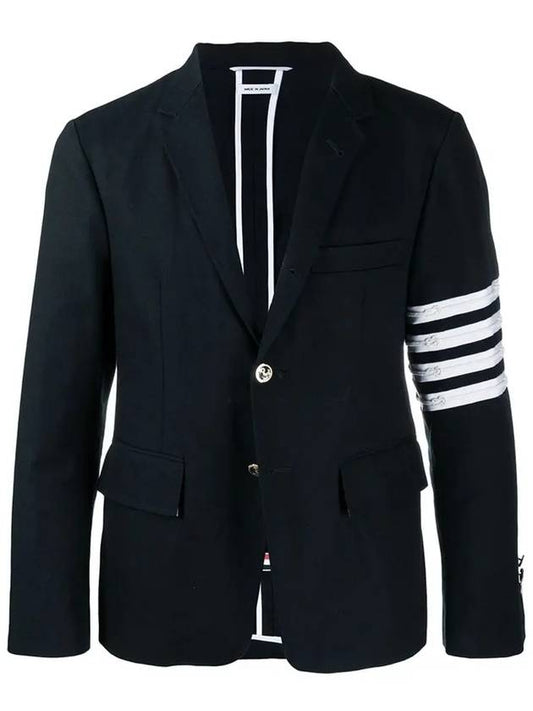 Men's Diagonal Armband Cotton Single Blazer Jacket Navy - THOM BROWNE - BALAAN 2