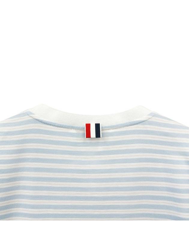 Striped Jersey Pocket Short Sleeve T-Shirt Light Blue White - THOM BROWNE - BALAAN 7