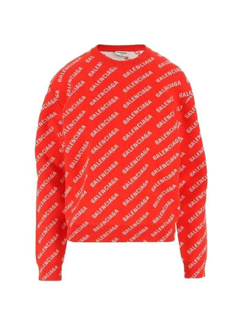 Jacquard Logo Sweatshirt Red - BALENCIAGA - BALAAN 1