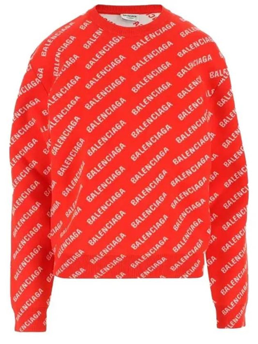 Jacquard Logo Sweatshirt Red - BALENCIAGA - BALAAN 1