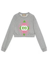 Logo Cotton Jersey Crop Sweatshirt Grey - GUCCI - BALAAN 2