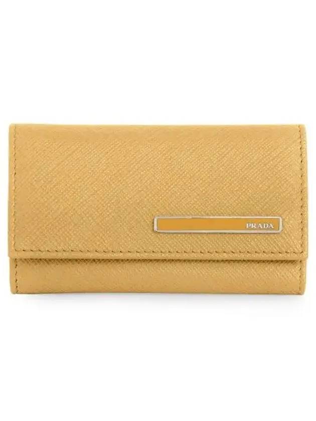 Saffiano Metal Logo Key Holder Yellow - PRADA - BALAAN.