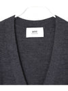 Red Heart Logo Merino Wool Cardigan Heather Grey - AMI - BALAAN 6