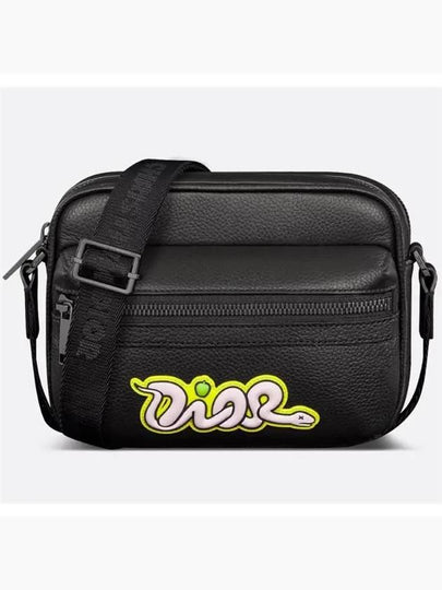 Kaws Grained Calfskin Mini Rider 2.0 Zipped Messenger Bag Black - DIOR - BALAAN 2