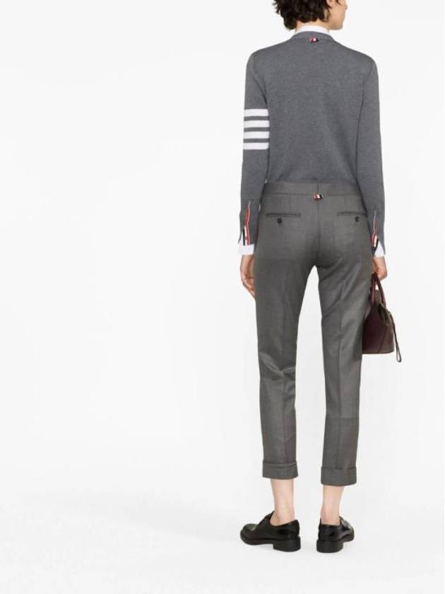 Cropped Tailored Twill Wool Skinny Straight Pants Grey - THOM BROWNE - BALAAN 4