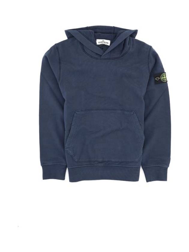 Kids Cotton Fleece Hoodie Navy - STONE ISLAND - BALAAN 1