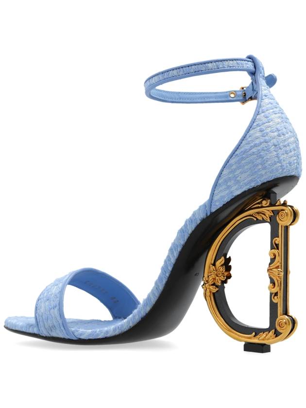 Dolce & Gabbana Sandals With Decorative Logo-shaped Heel, Women's, Blue - DOLCE&GABBANA - BALAAN 5