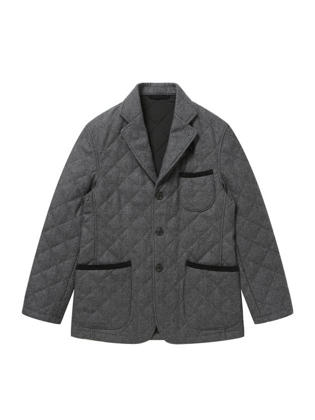 Wool Quilted Blazer Jacket Grey - SOLEW - BALAAN 1