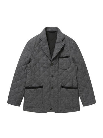 Wool Quilted Blazer Jacket Grey - SOLEW - BALAAN 1