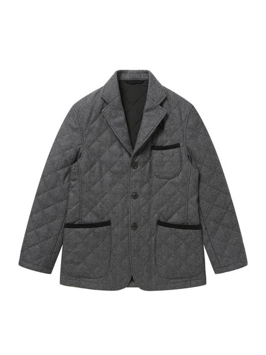 Wool Quilted Blazer Jacket Grey - SOLEW - BALAAN 2