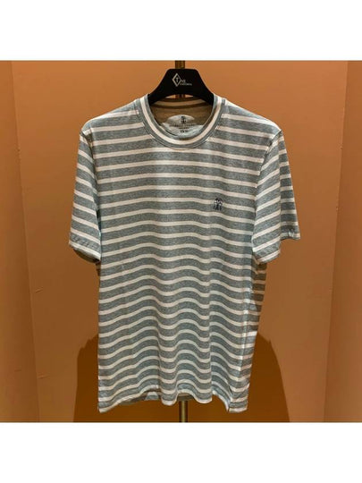 Striped Logo Short Sleeve T-Shirt Grey - BRUNELLO CUCINELLI - BALAAN 2