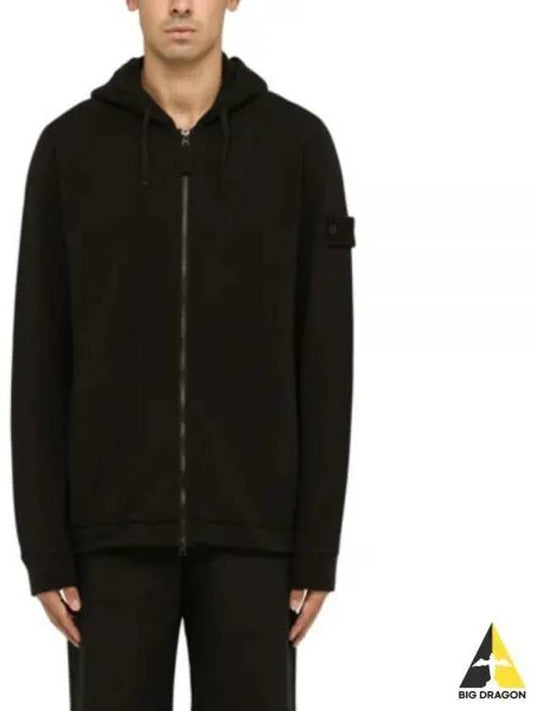 Ghost Piece Cotton Wool Fleece Zip Up Hoodie Black - STONE ISLAND - BALAAN 2