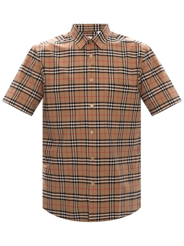 Small Scale Check Stretch Short Sleeve Shirt Archive Beige - BURBERRY - BALAAN 2