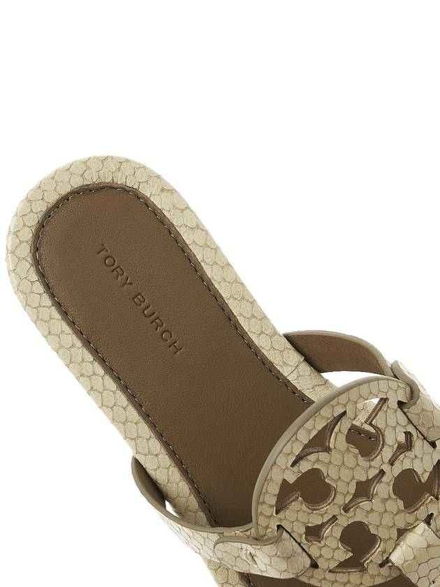 Women's Miller Embossed Leather Flip Flops Cream - TORY BURCH - BALAAN 8