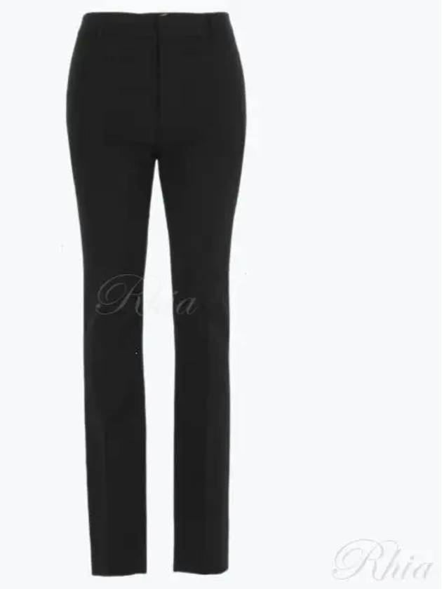 Gabardine Virgin Wool Straight Pants Black - SAINT LAURENT - BALAAN 2