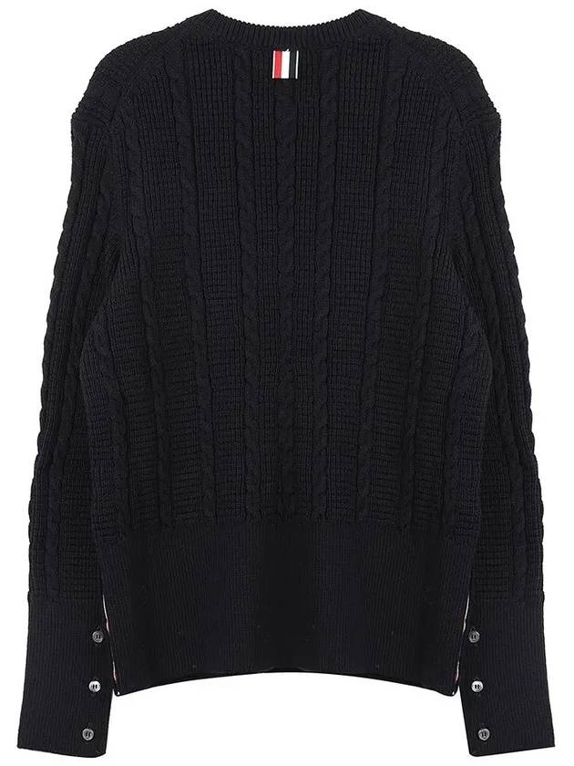 RWB Cable Wool Knit Top Navy - THOM BROWNE - BALAAN 3