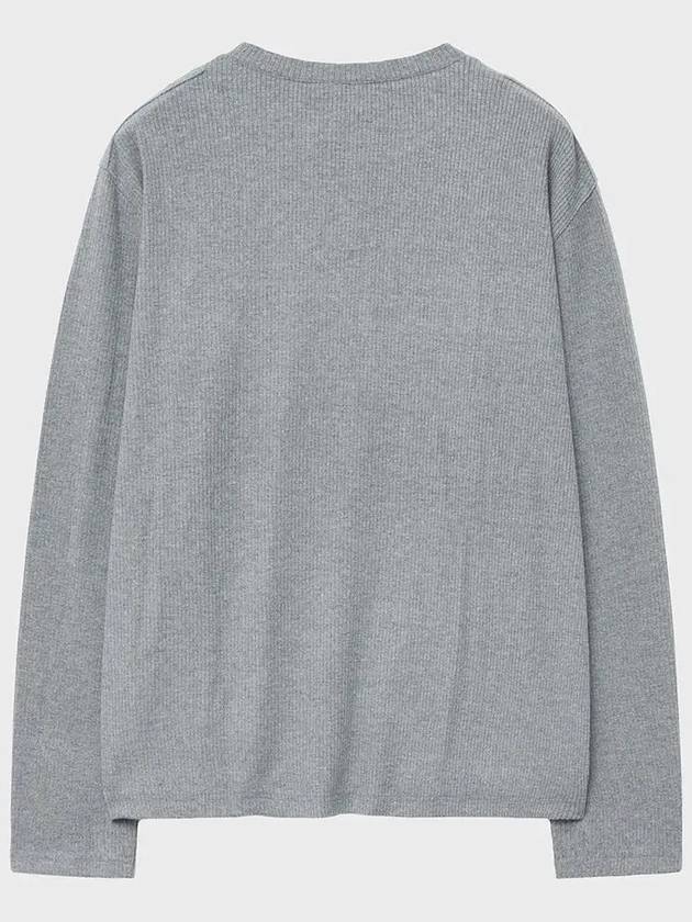 Ribbed henley neck long sleeve t shirt gray - NOIRER - BALAAN 10