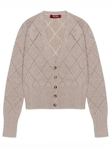 Giunchi Wool Cashmere Cardigan Beige - MAX MARA - BALAAN 1