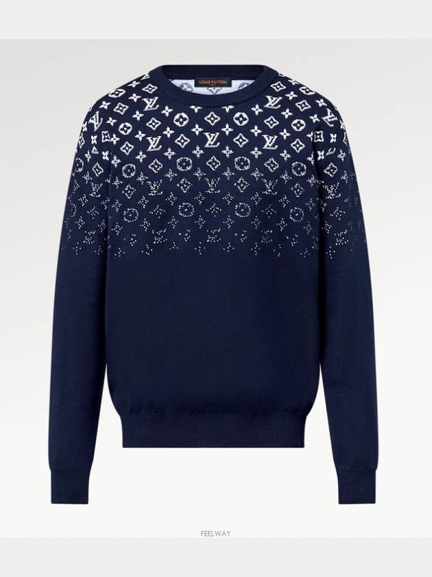 Gradient cotton crewneck knit navy blue 1AFQAF - LOUIS VUITTON - BALAAN 2