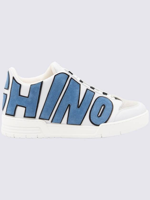 Moschino White And Blue Sneakers - MOSCHINO - BALAAN 1