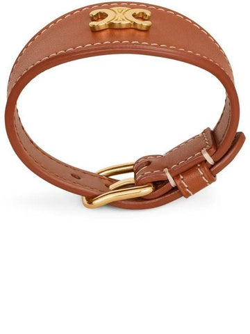 Les Cuirs Triomphe Calfskin Bracelet Tan - CELINE - BALAAN 1