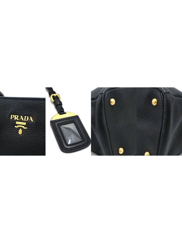 Prada 1BA878 Black Vitello Dino Gold Lettering Logo 2WAY - PRADA - BALAAN 8