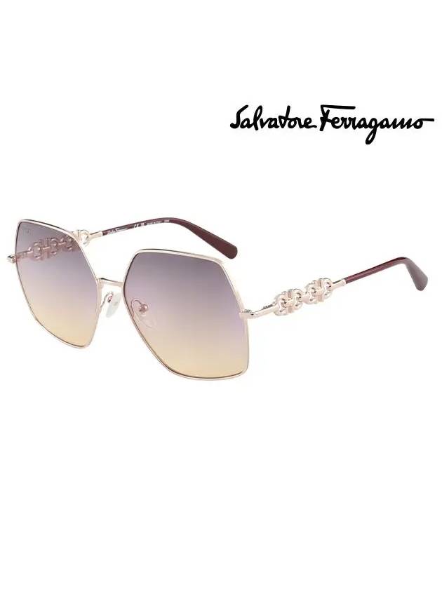 Eyewear Geometric Metal Sunglasses Rose - SALVATORE FERRAGAMO - BALAAN 1