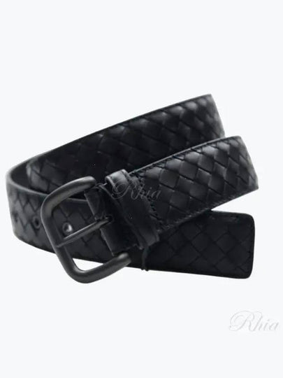 Intrecciato Leather Belt Black - BOTTEGA VENETA - BALAAN 2