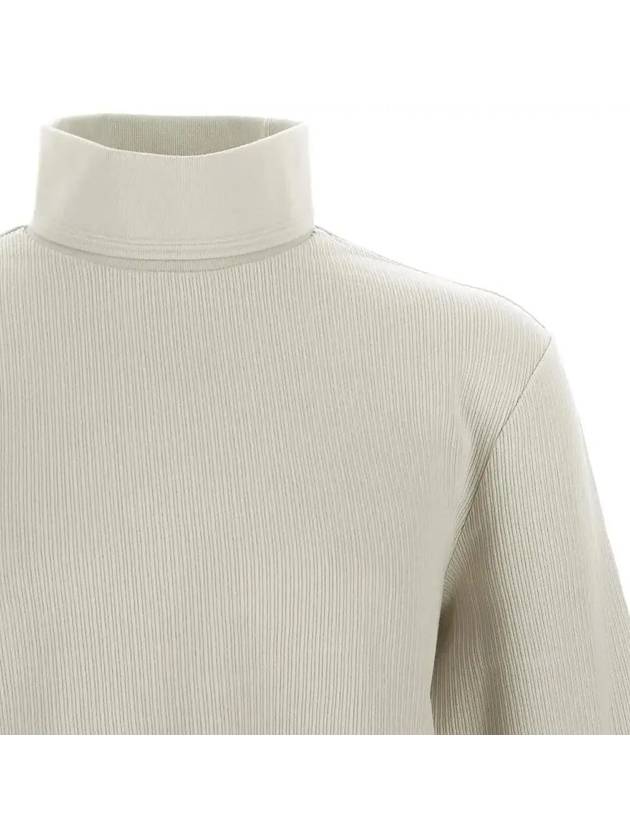 Thermal Rib Ottoman Stripe Turtleneck Natural - THOM BROWNE - BALAAN 5