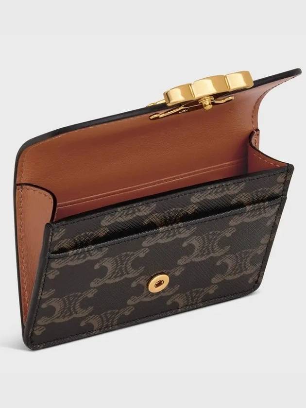 Triomphe Canvas Flap Card Holder Tan Brown - CELINE - BALAAN 10