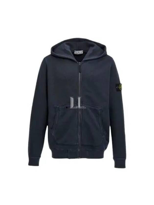 Logo Patch Zip-Up Hoodie Navy - STONE ISLAND - BALAAN 2